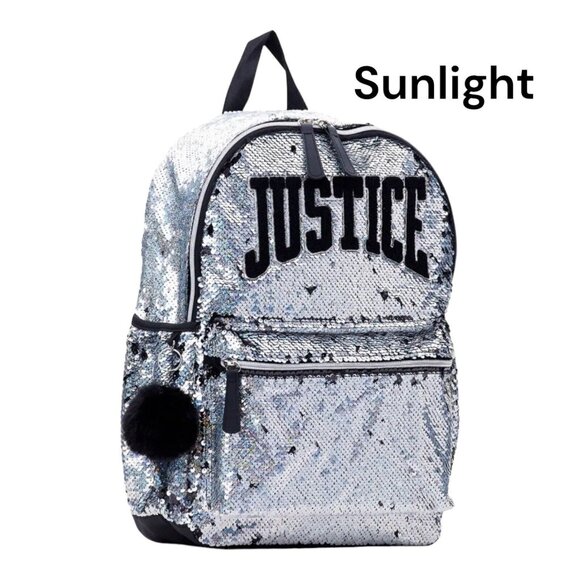 NWT Justice Girls Sequins School Backpack New Collection - Picture 1 of 6